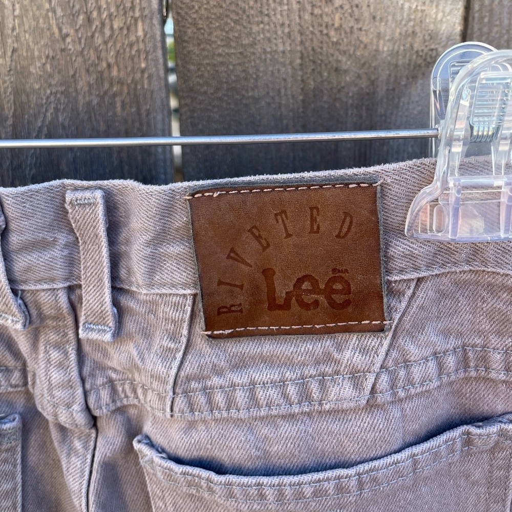 Vintage LEE Riveted Womens 10 Short Tan Brown Tapered Denim Jeans